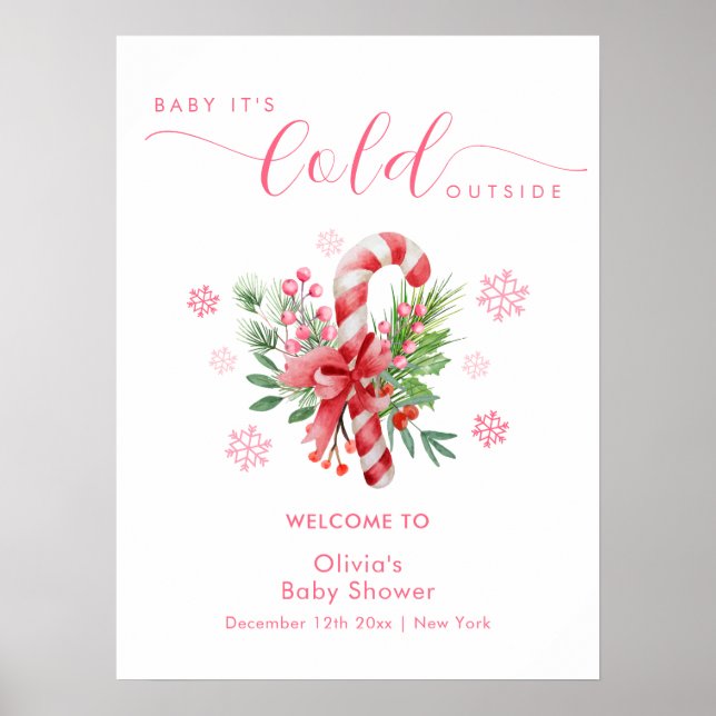 Winter Snowflake Festive Candy Baby Shower Welcome Poster (Vorne)
