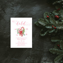 Winter Snowflake Festive Candy Cane Baby Shower  Einladung