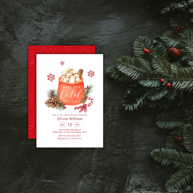 Winter Snowflake Festive Coffee Smore Baby Shower  Einladung (Winter Snowflake Festive Coffee Smore Baby Shower Invitation)