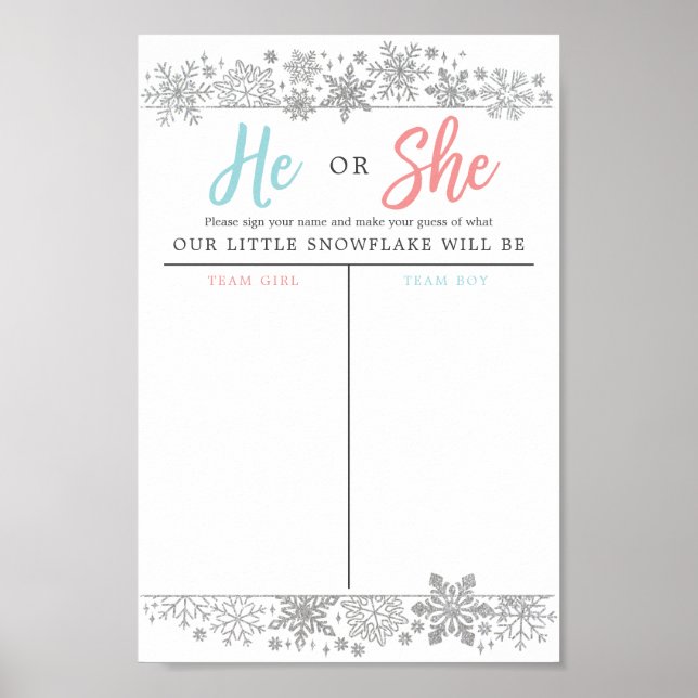 Winter Snowflake Gender offenbaren Stimmzeichen Poster (Vorne)