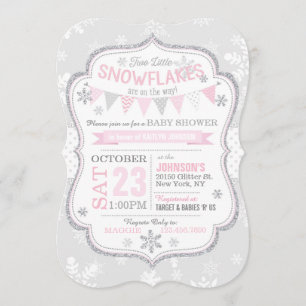 Winter Snowflake Glitzer Kinderdusche Einladung