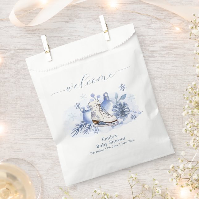Winter Snowflake Ice Skate Baby Shower Welcome Geschenktütchen (Ausgeschnitten)