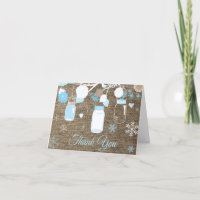 Winter Snowflake Mason Jar Blue Burlap
