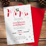 Winter Snowflake Mr. und Mrs. Christmas Folieneinladung<br><div class="desc">Eine klassische Verbindung von Rot und Weiß mit der festlichen Touch von Schneeflocken und Heiligen! Sie können die Farbe der Silberfolienschneeflocken in Gold- oder Rose-Goldoptionen ändern. Diese moderne Wintereinladung wird Ihren Hochzeitsfeiern den perfekten Flair verleihen!</div>