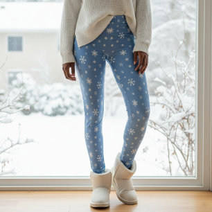 Winter Snowflake Muster Licht Weihnachten Leggings