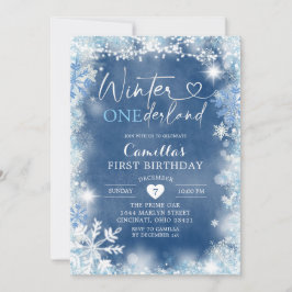 Winter Snowflake Onederland Einladung zum Geburtst