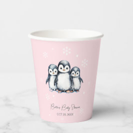 Winter Snowflake Pinguin Kinderdusche Pappbecher