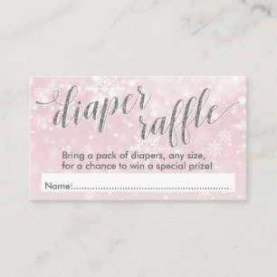 Winter Snowflake Pink Babydusche Windelwanne Raffe Begleitkarte