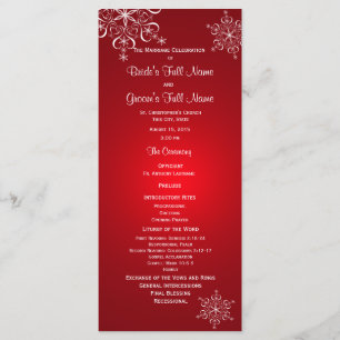 Winter Snowflake Red Wedding Programm
