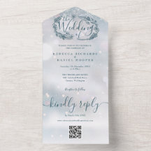 Winter Snowflake Rustikaler QR Code Hochzeit