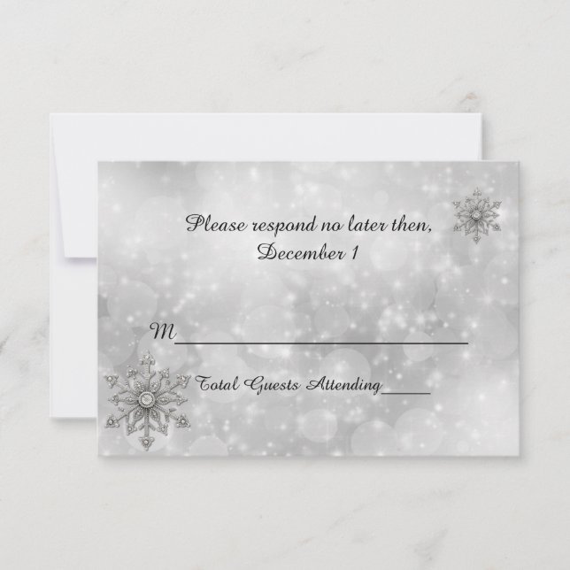 Winter Snowflake Wedding RSVP Card Karte (Vorderseite)
