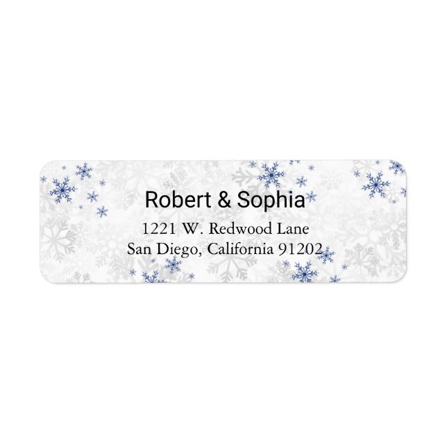 Winter Snowflake Wedding Rücksendeadresse Label (Vorne)