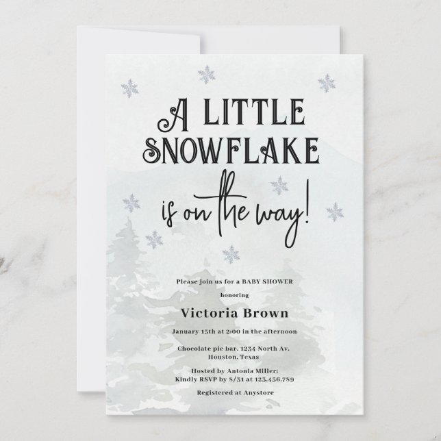 Winter Snowflakes Baby Shower Invitation Einladung (Vorderseite)