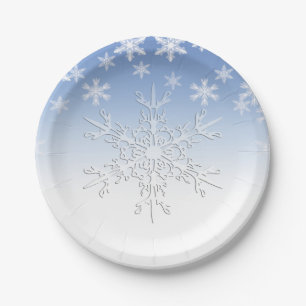 Winter Snowflakes Blue 7" Pappteller
