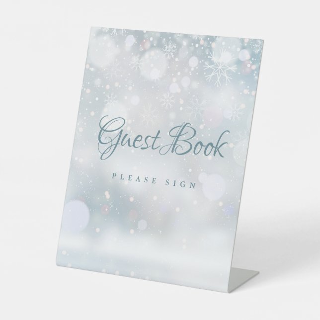 Winter Snowflakes Gästebuch Sockelschild (Vorderseite)