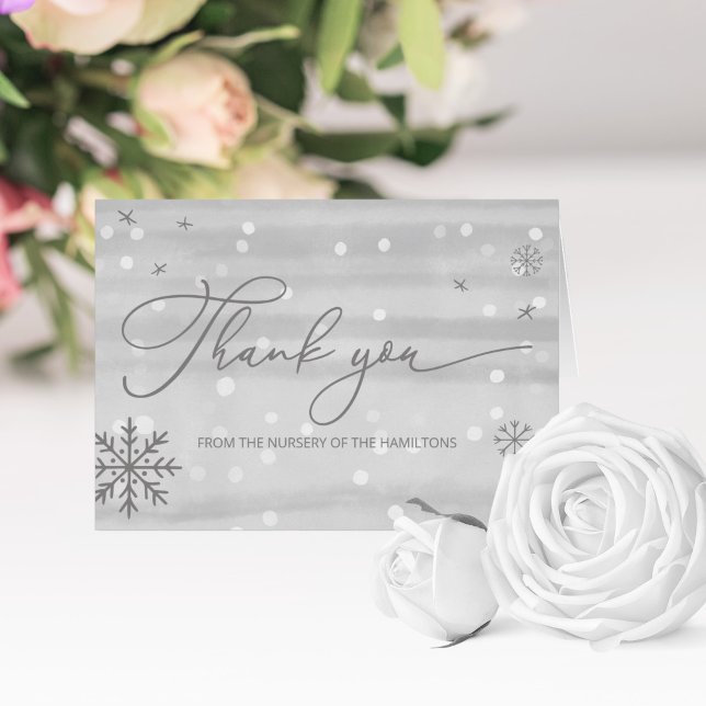 Winter Snowflakes Gray Baby Dusche Danke (Von Creator hochgeladen)