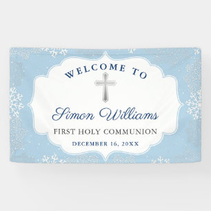 Winter Snowflakes Light Blue First Heilige Kommune Banner