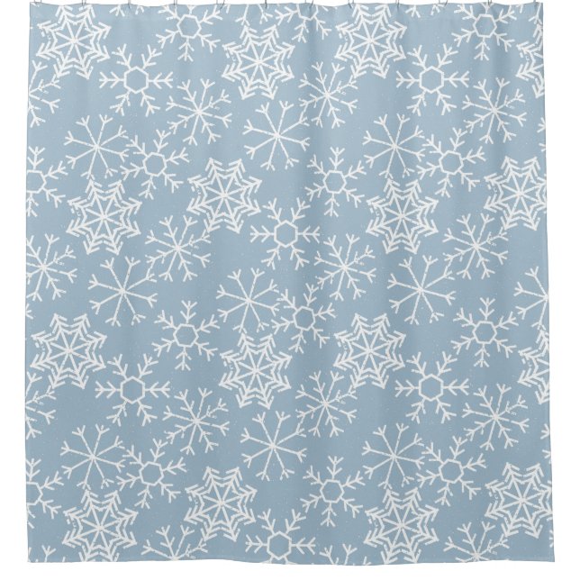 Winter SNOWFLAKES nahtloses Muster + Ihre Ideen Duschvorhang (Vorderseite)