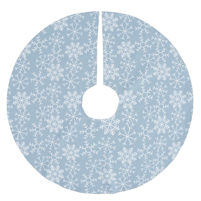 Winter SNOWFLAKES nahtloses Muster + Ihre Ideen Polyester Weihnachtsbaumdecke (Vorderseite)