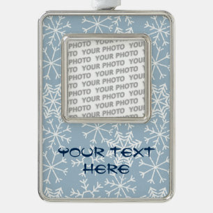 Winter SNOWFLAKES nahtloses Muster + Ihre Ideen Rahmen-Ornament Silber