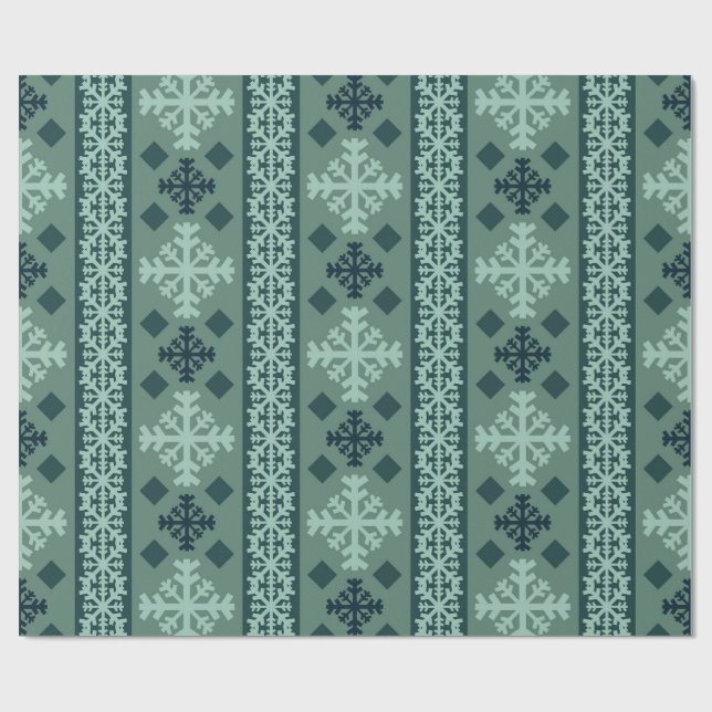 Winter Snowflakes Nordic Wrapping Paper Geschenkpapier (Flach)