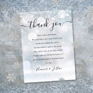 Winter Snowflakes Script Wedding Danke Platzkarte