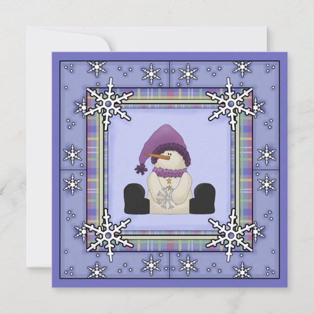 Winter Snowman and Snowflakes Girls Baby Showroom Einladung (Vorderseite)