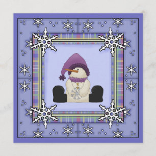 Winter Snowman and Snowflakes Girls Baby Showroom Einladung