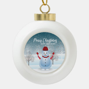 Winter Snowman Ball Weihnachtsschmuck Keramik Kugel-Ornament