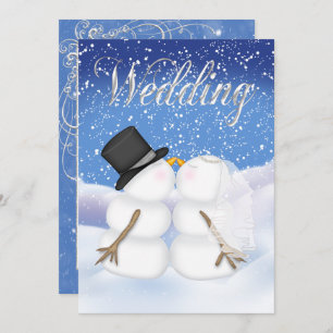 Winter Snowman Bride & Groom Einladung