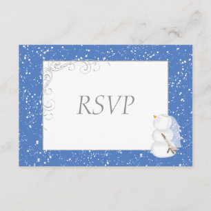 Winter Snowman Bride & Groom Wedding RSVP Karte