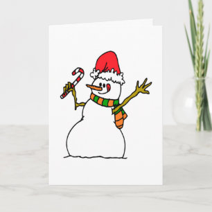 Winter Snowman Christmas Candy Cane Holidays Feiertagskarte
