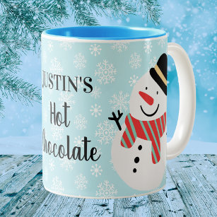 Winter Snowman Custom Hot Chocolate Zweifarbige Tasse