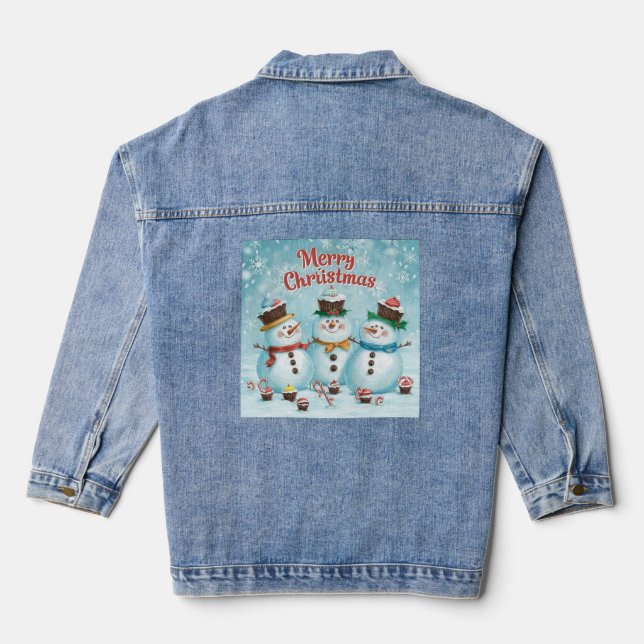 Winter Snowman Denim Jacket Jeansjacke (Rückseite)