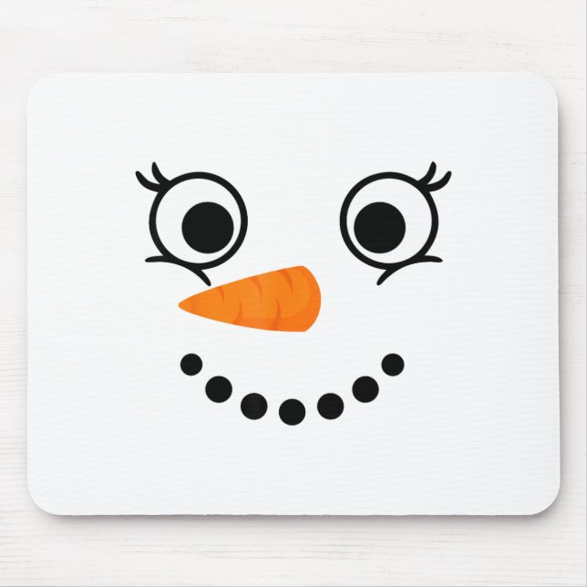 Winter Snowman Face Eyelashes Christmas Xmas Fun D Mousepad (Vorne)