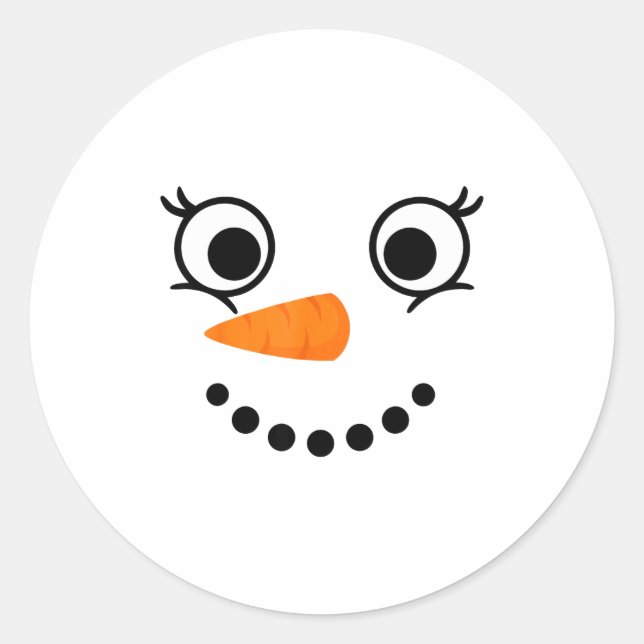 Winter Snowman Face Eyelashes Christmas Xmas Fun D Runder Aufkleber (Vorderseite)