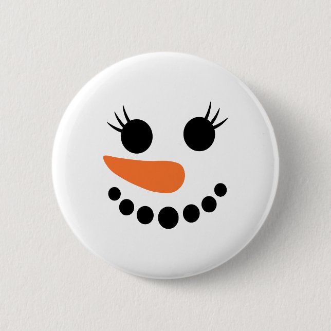 Winter Snowman Face Eyelashes Weihnachtsfeiertage  Button (Vorderseite)