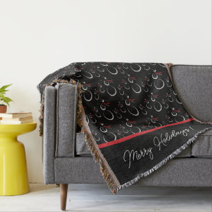 Winter Snowman Familienmuster Merry Holidays Schwa Decke