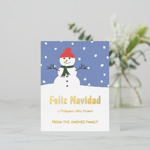 Winter Snowman Feliz Navidad y Prospero Año Nuevo Folien Feiertagspostkarte