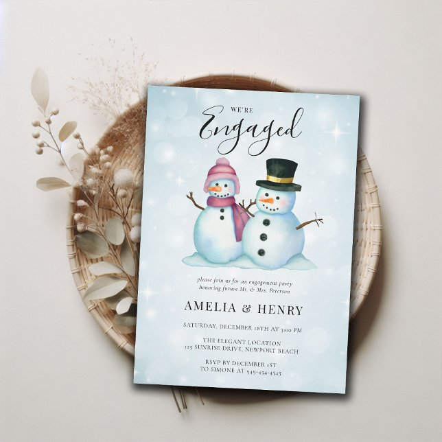 Winter Snowman Funny Niedlich Engagement Party Einladung (winter engagement party mr mrs snowman funny cute invitation casual relaxed coed invitation)