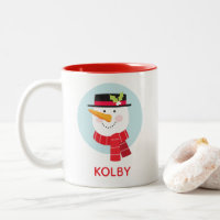 Winter Snowman Gesicht Zwei-Tone-Kaffee-Tasse