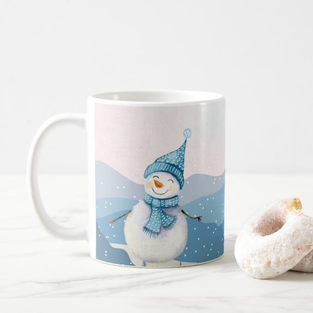 Winter Snowman Hot Drink Tasse (Mit Donut)