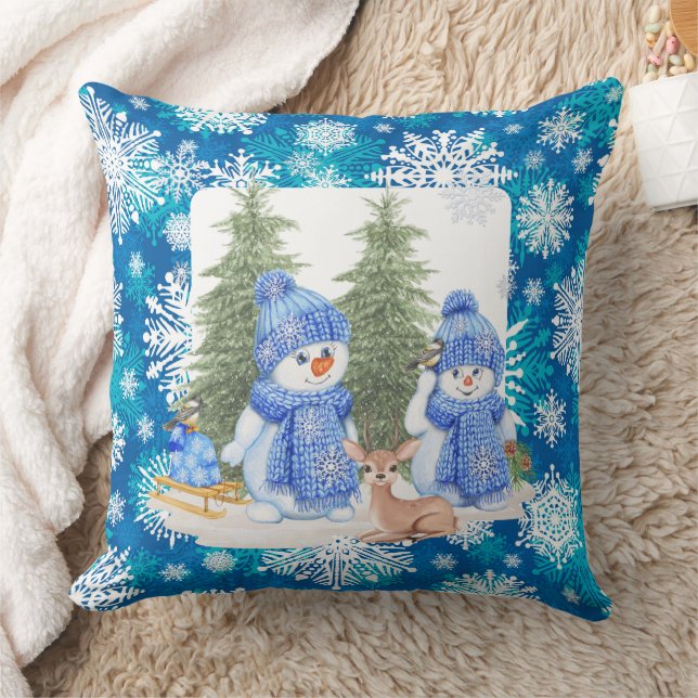 Winter Snowman  Kissen (Decke)