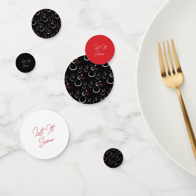 Winter Snowman Muster lassen es schwarz und rot sc Konfetti (Gruppe)