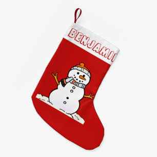 Winter Snowman Pattern   Kinder Name Red Kleiner Weihnachtsstrumpf