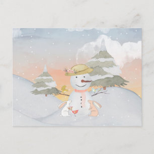 Winter Snowman Tierschneemünder Postkarte