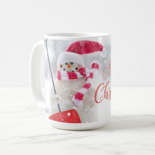 Winter Snowman Weihnachtskaffee Tasse (Vorderseite Links)