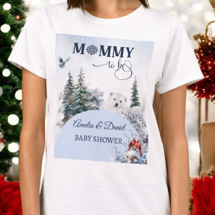 Winter Snowy Bear Bird Mommy zum Baby Dusche T-Shirt