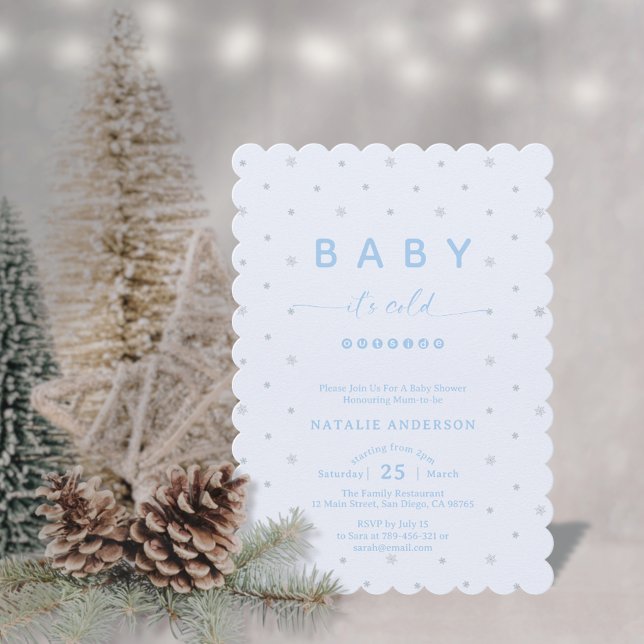 Winter Snowy Blue Es ist kalt draußen Babydusche Einladung (Winter Snowy Blue It's Cold Outside Baby Shower Invitation)