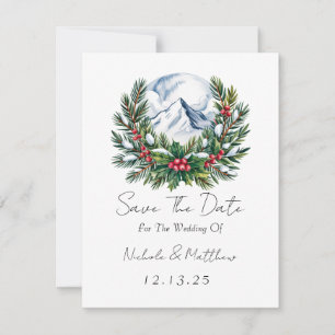 Winter Snowy Kiefernkiefer Save the Date Karte